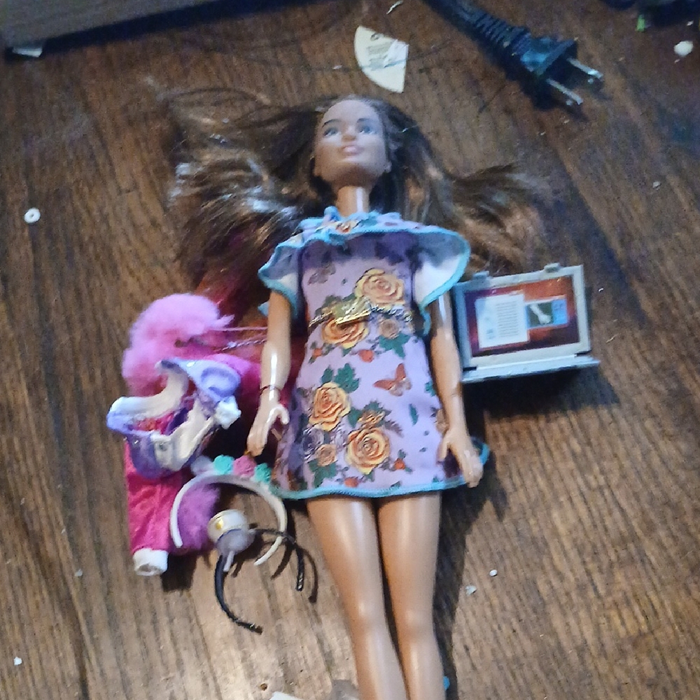 Barbie Doll with Floral Dress and Accessories